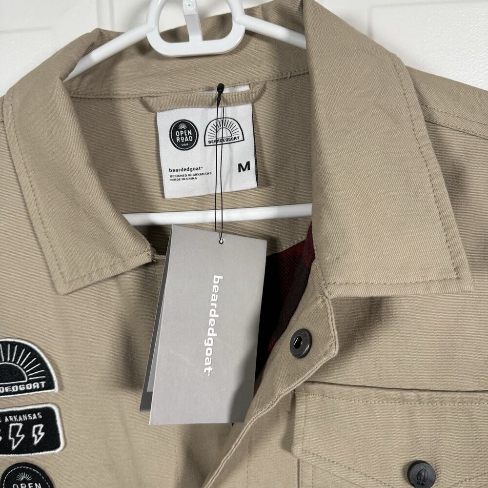 Bearded Goat Khaki Canvas Utility Jacket Flannel Lined Utility Outdoor Size M - Picture 11 of 12